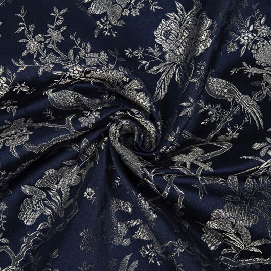 Japanese brocade, dark blue and silver