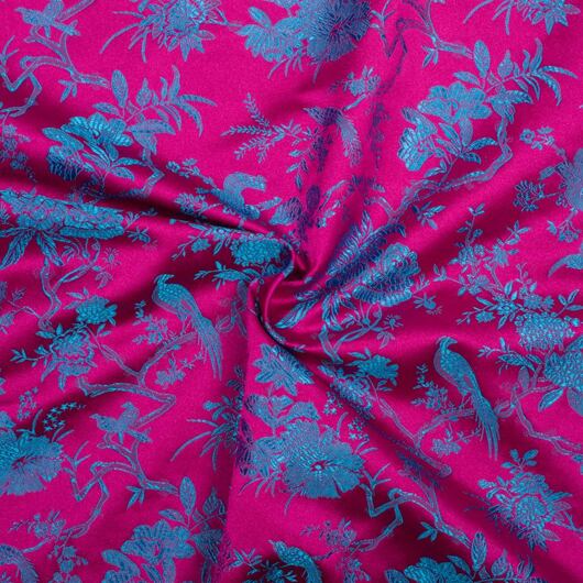 Japanese brocade, fuchsia and blue