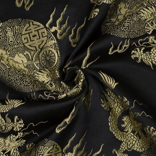 Čínský brokát s drakem, zlato-černý