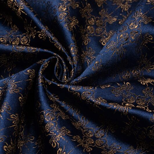Brocade with embellished crosses, bronze and blue