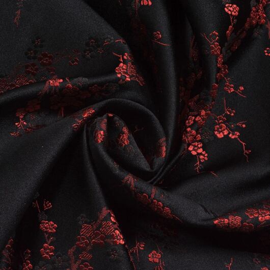 Brocade Sakura, black and red