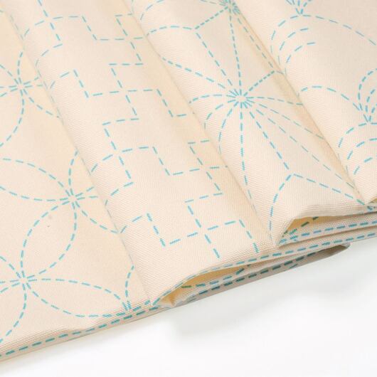 Sashiko fabric panel with eight patterns, cream