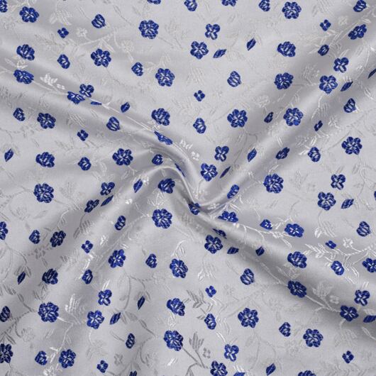 Brocade flowers, blue and silver