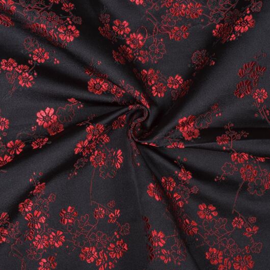 Brocade large Sakura, black and red