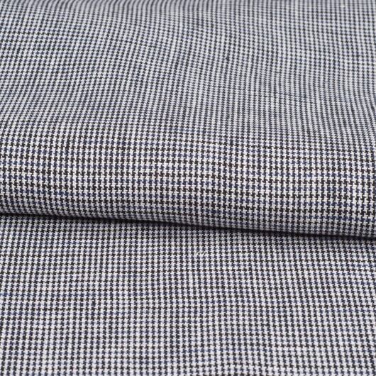Dark blue-white fine linen fabric, 100% linen