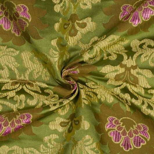 Brocade fabric Rococo, olive green