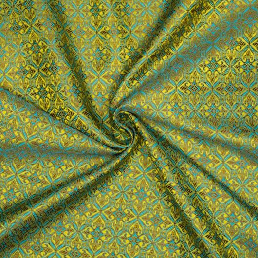 Noble brocade, turquoise and brown and yellow