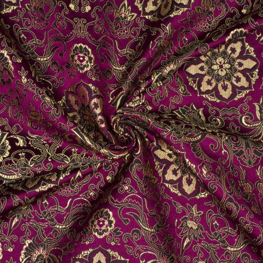 Brocade chrysanthemum, black and gold and plum