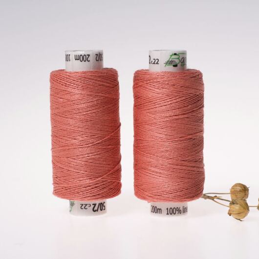 Medium linen thread, 33x2, 200m, salmon