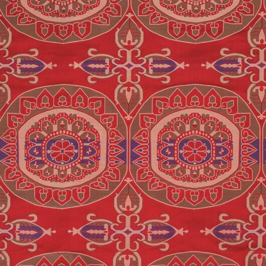 Red brocade fabric for medieval clothing in mulberry silk © Sartor Bohemia