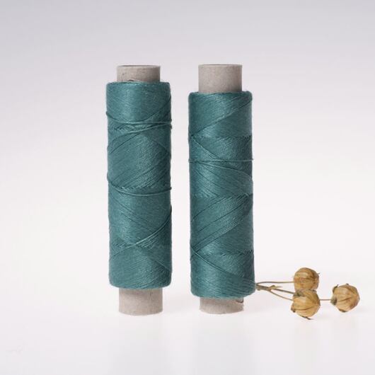 Fine linen thread, 20x3, 100m, blue-green