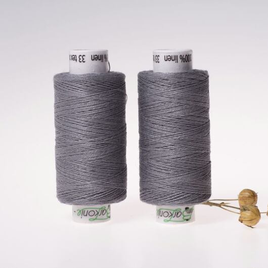Medium linen thread, 33x2, 200m, grey
