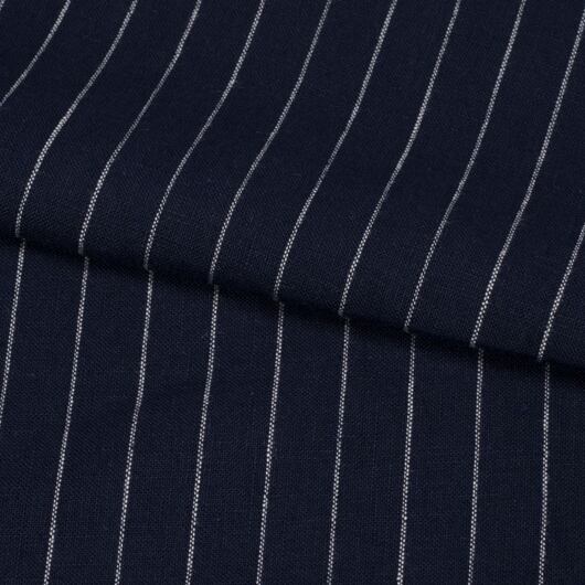 Lněné plátno, proužkované, bílo-tmavomodré