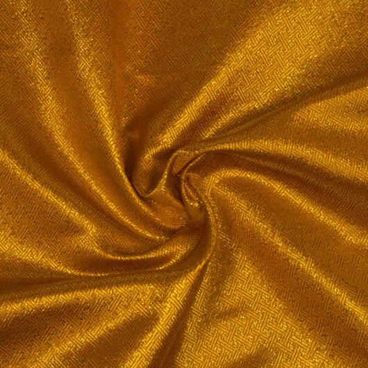 Brocade fabric with Endless Knots, gold-orange