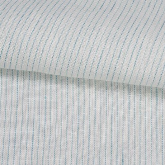Lněné plátno, proužkované, tyrkysovo-bílé