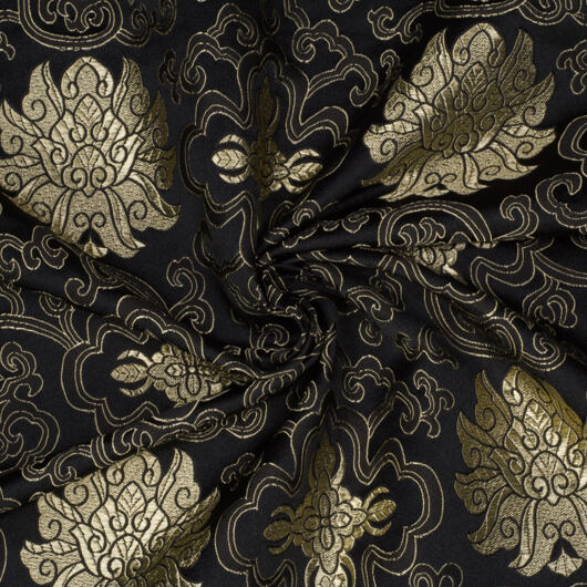 Brokát leknín, černo-zlatý