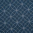 Cotton sashiko fabric with wash-out seven treasures pattern, indigo blue