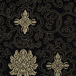 Brokát leknín, černo-zlatý