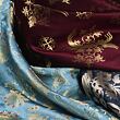 Blue and gold brocade fabric for medieval clothing from 100% silk © Sartor Bohemia