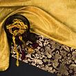 Burgundy and gold brocade fabric for medieval clothing from 100% silk © Sartor Bohemia