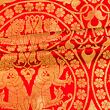 Red and gold brocade fabric for medieval clothing from 100% silk © Sartor Bohemia