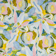 Cotton batiste dress fabric with floral print, blue and yellow