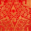 Red and gold brocade fabric for medieval clothing from 100% silk © Sartor Bohemia
