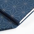 Cotton sashiko fabric with wash-out hemp leaf pattern, indigo blue