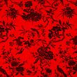 Japanese brocade fabric, red and black