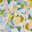 Cotton batiste dress fabric with floral print, blue and yellow