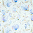 Batiste cotton dress fabric, light blue floral print