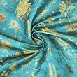 Blue and gold brocade fabric for medieval clothing from 100% silk © Sartor Bohemia