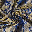 Blue and gold brocade fabric with gothic pattern from 100% silk © Sartor Bohemia