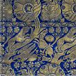 Blue and gold brocade fabric with gothic pattern from 100% silk © Sartor Bohemia