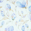 Batiste cotton dress fabric, light blue floral print