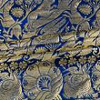 Blue and gold brocade fabric with gothic pattern from 100% silk © Sartor Bohemia