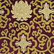 Brocade water lily, gold and plum