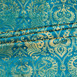 Blue and gold brocade fabric for medieval clothing from 100% silk © Sartor Bohemia