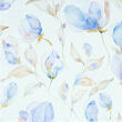Batiste cotton dress fabric, light blue floral print