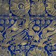 Blue and gold brocade fabric with gothic pattern from 100% silk © Sartor Bohemia